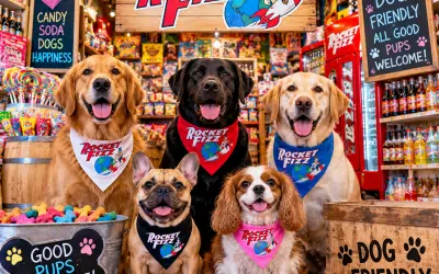🐶🍭 DOGS + CANDY = A PRETTY GREAT DAY AT ROCKET FIZZ PARKER! 🍭🐶