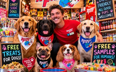 🐶🍭 DOGS, CANDY & FREE TREATS? YOU BET! WELCOME TO ROCKET FIZZ PARK CITY! 🚀🏔️