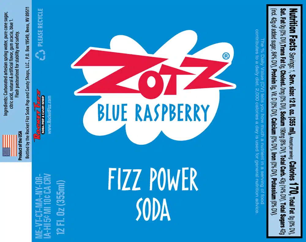 ZOTZ Blue Raspberry Soda | Rocket Fizz