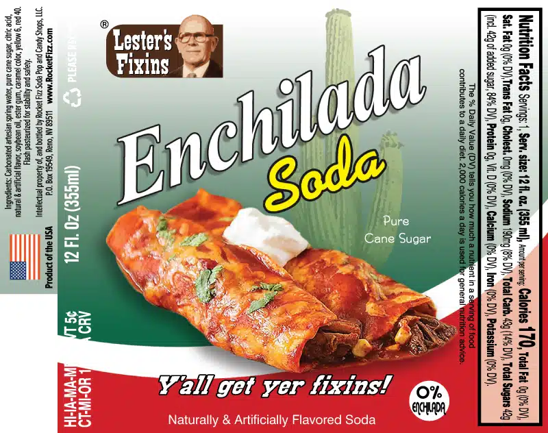 Lester's Fixins Enchilada Soda | Rocket Fizz