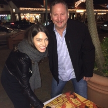 Rocket Fizz produced movie The Concessionaires Must Die leading actress Talia Tabin signing movie posters. She is with co-founder Rob.