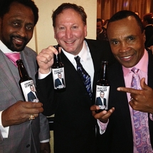 Boxing greats Tommy &quot;Hitman&quot; Hearns with Sugar Ray Leonard and Rocket Fizz co-founder Rob. Rocket Fizz bottled a sugar free soda for Sugar Ray Leonard.