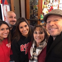 Donnie Wahlberg with Rocket Fizz franchise family in St. Charles, IL. Donnie was at Rocket Fizz filming an episode of the A &amp; E hit TV show Wahlburgers.