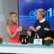 Lifestyle expert Kym Douglas on The Ellen Show. Kym and Ellen are talking about Kym&#039;s Rocket Fizz bottled &quot;Glamorous Grapefruit&quot; soda pop. Kym was messing around with her eyebrow just prior to this scene.
